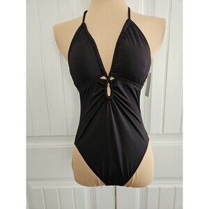 NWT Michael Kors Women's One Piece Halter Tie Neck Swimsuit Size 10 Chic Cruise